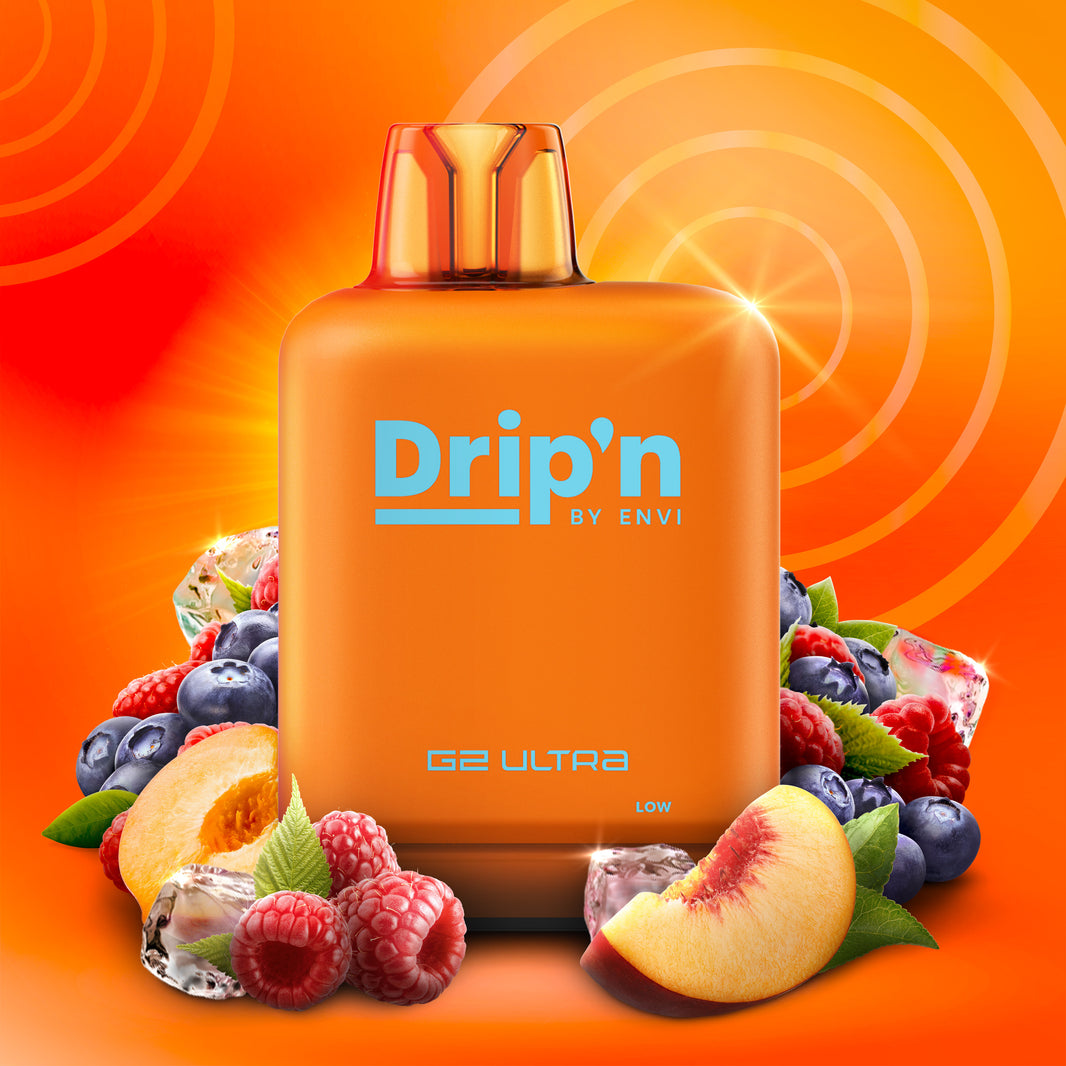 LEVEL X DRIP'N 50K PODS FEDERAL ONLINE SPECIAL-DRIP'N RASPBERRY PEACH MANGO ICE